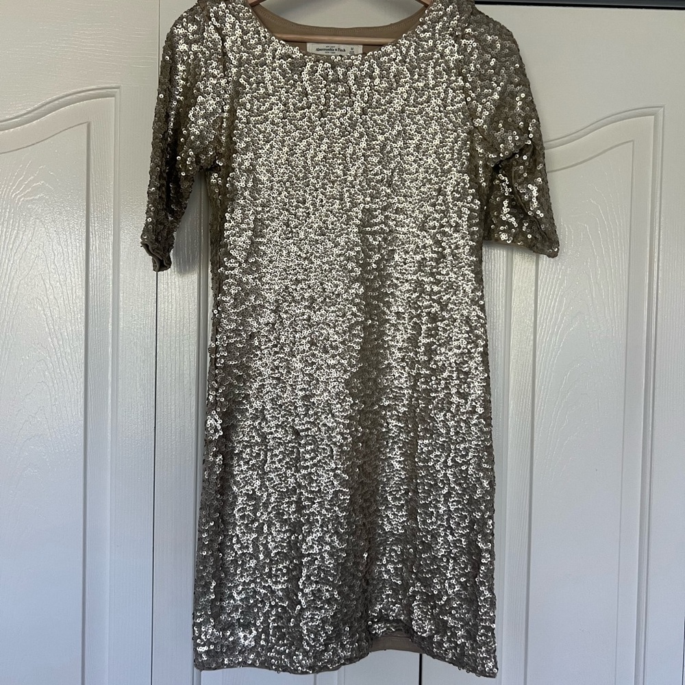 Abercrombie Gold Sequin Dress with 1/4 Sleeves